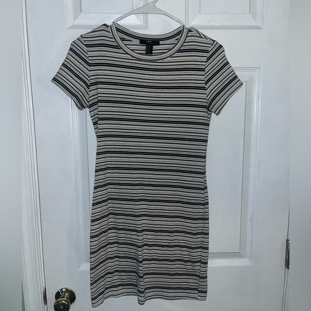 Black, white, and gray striped bodycon dress